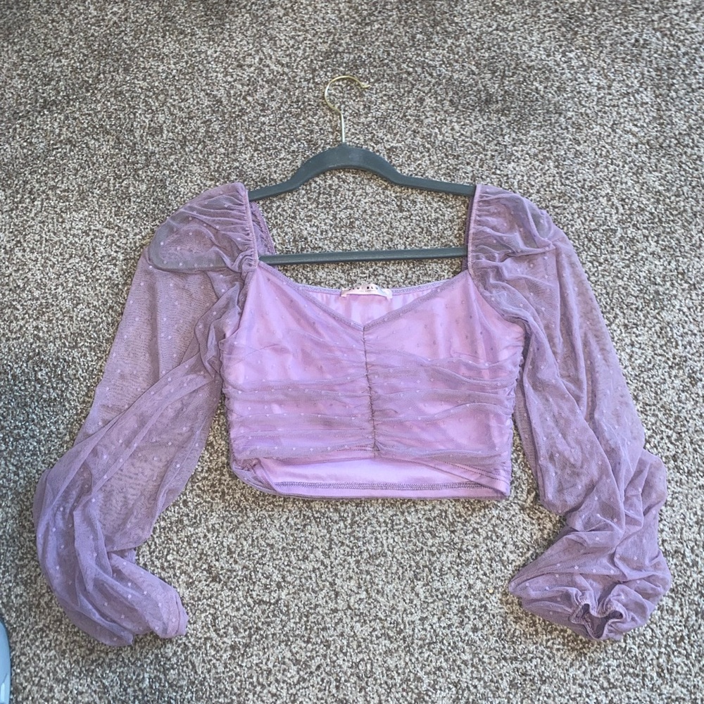 Long Sleeve Lavender Crop Top